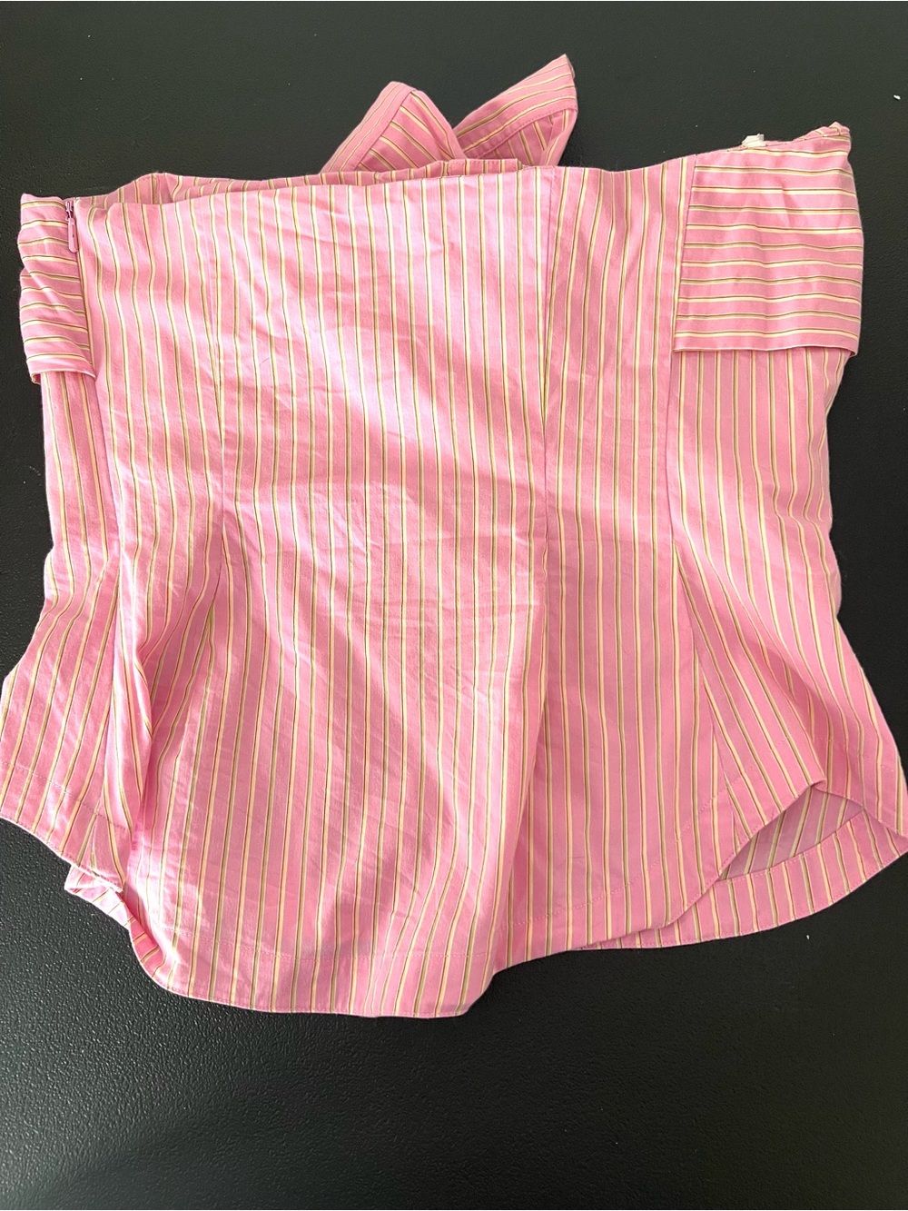 Bryan Fares Beauty Mark Pink Stripe Strapless Bow Top Size 6 - Picture 6 of 9